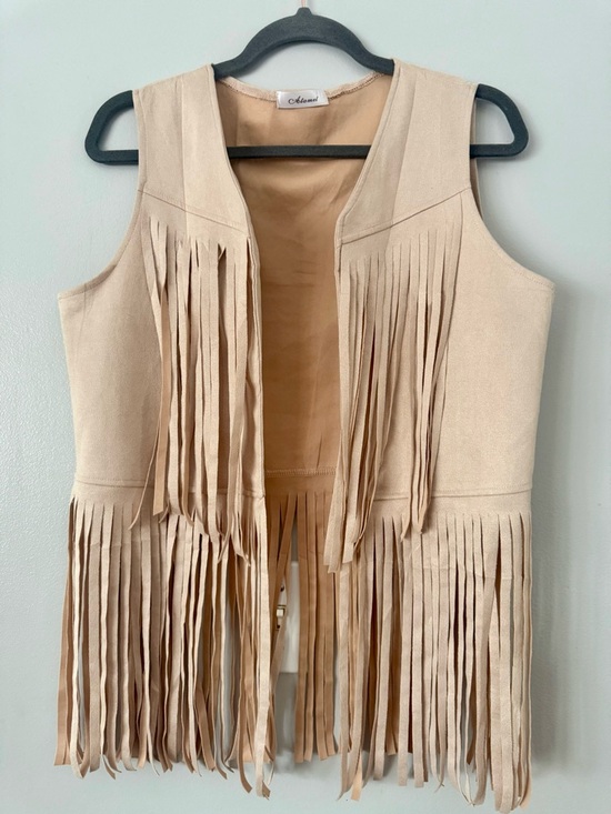 Atamet Jackets & Blazers - Suede Fringe Vest - Cream